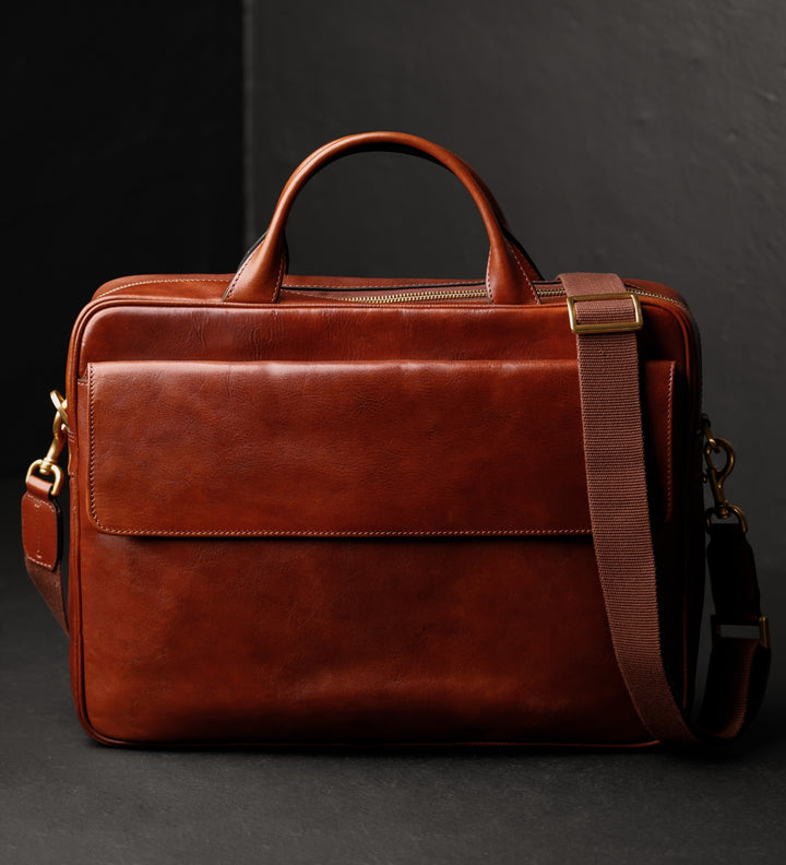 Bruin Leren Aktetas voor Laptop - The Sky