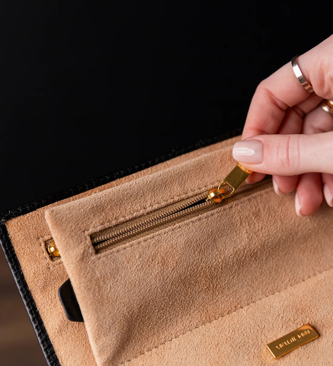 Zwart Leren Make-up Tasje, Siranden Tasje - Madame Bovary