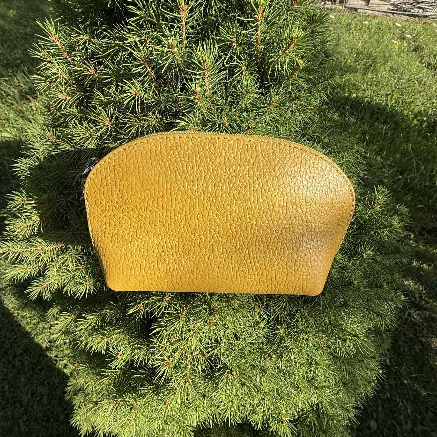 Luxe Leren Etui – Handgemaakt in Italië – Geel – 18x10x4 cm