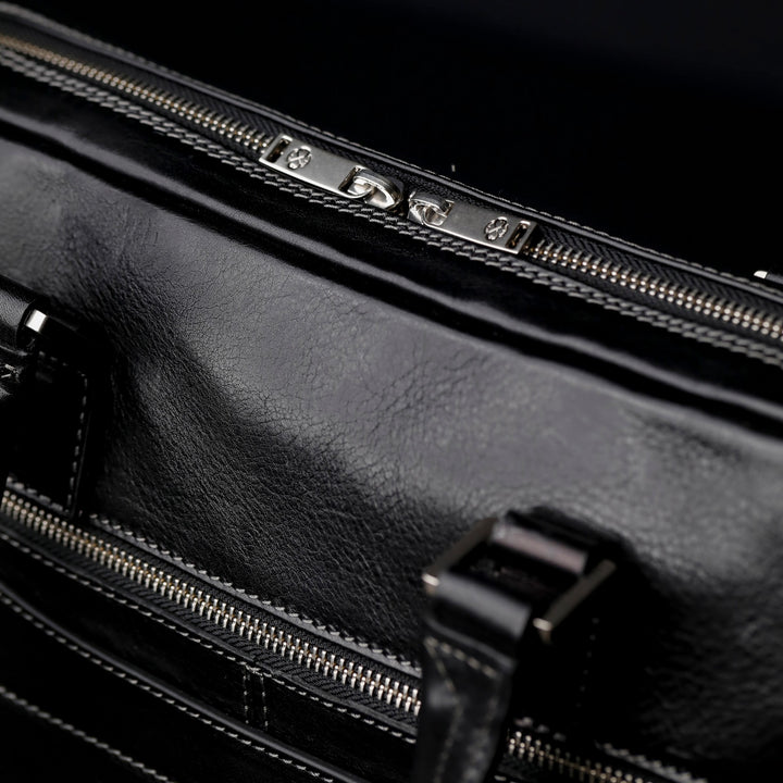 Zwart Leren Briefcase Laptoptas - ORLANDO