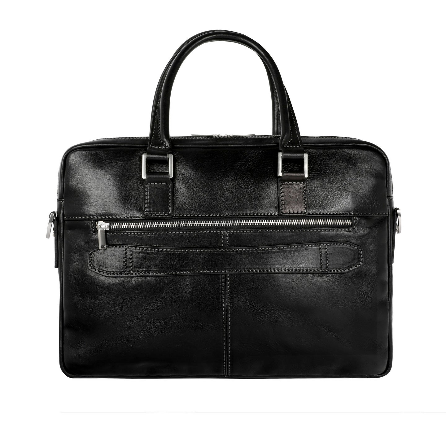 Zwart Leren Briefcase Laptoptas - ORLANDO