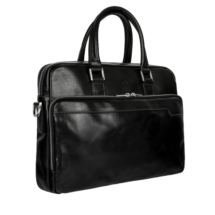 Zwart Leren Briefcase Laptoptas - ORLANDO
