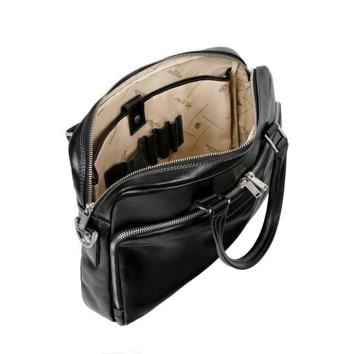 Zwart Leren Briefcase Laptoptas - ORLANDO