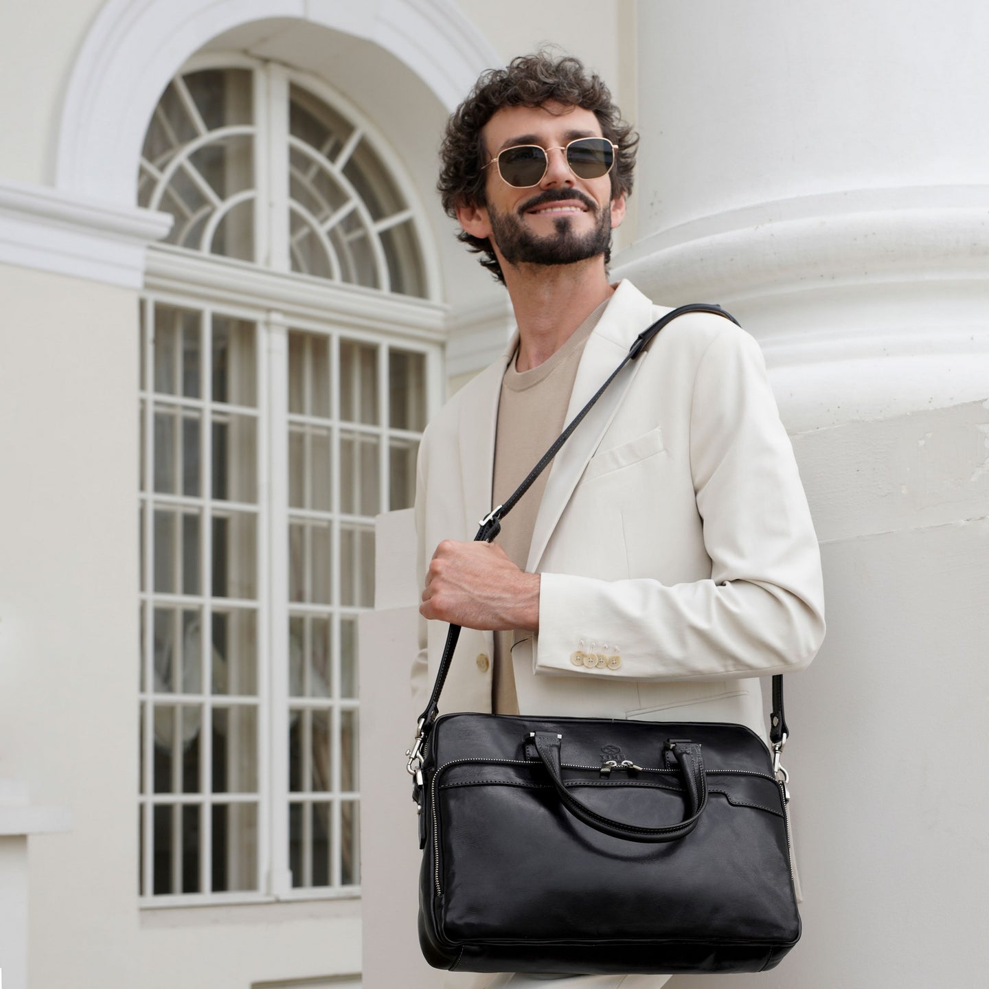 Zwart Leren Briefcase Laptoptas - ORLANDO
