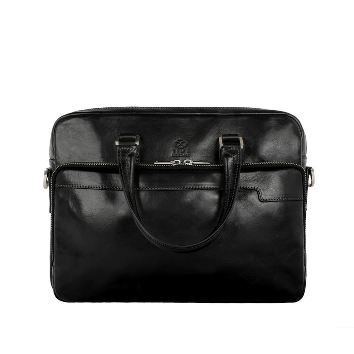 Zwart Leren Briefcase Laptoptas - ORLANDO