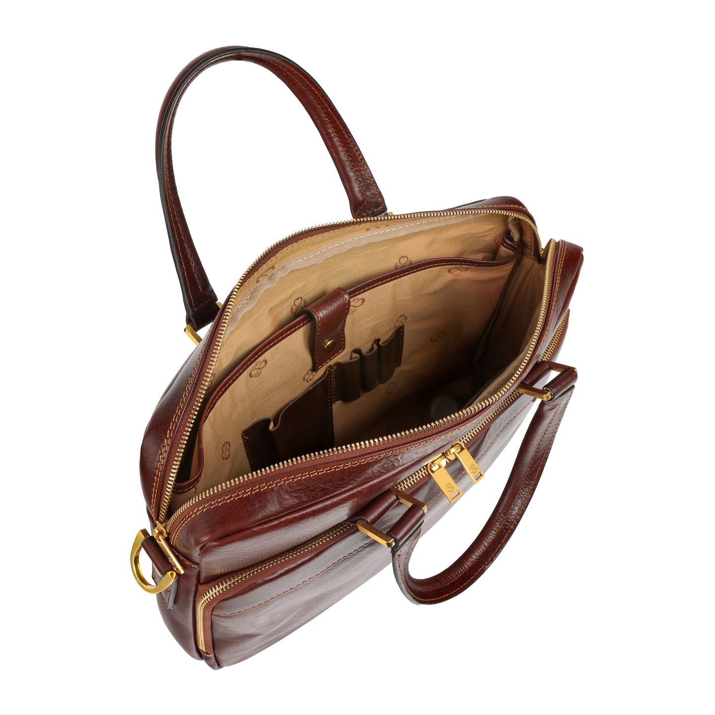 Bruine Leren Briefcase Laptoptas - ORLANDO