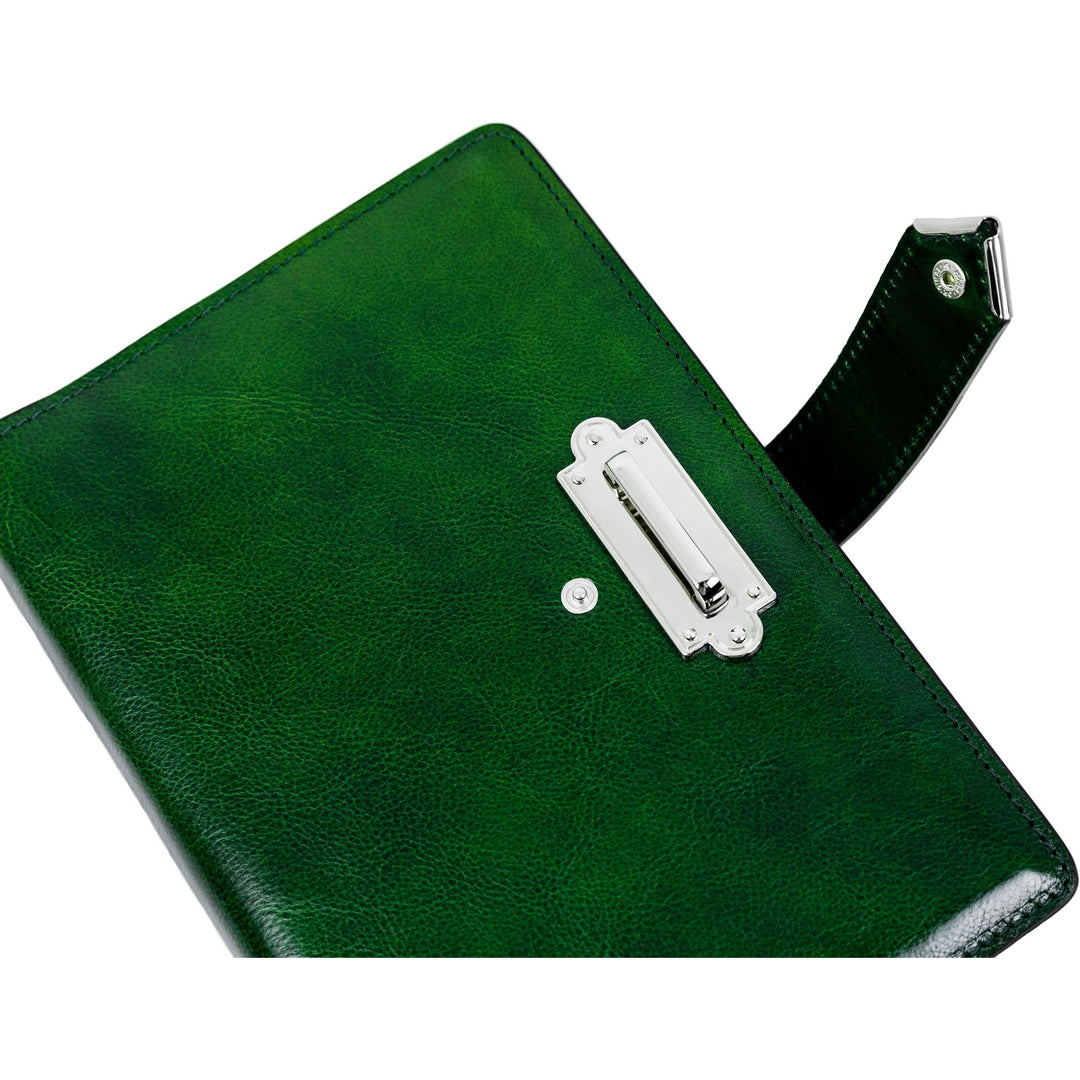 Groene volnerf leren journal met A5 notitieblok - In search of lost time