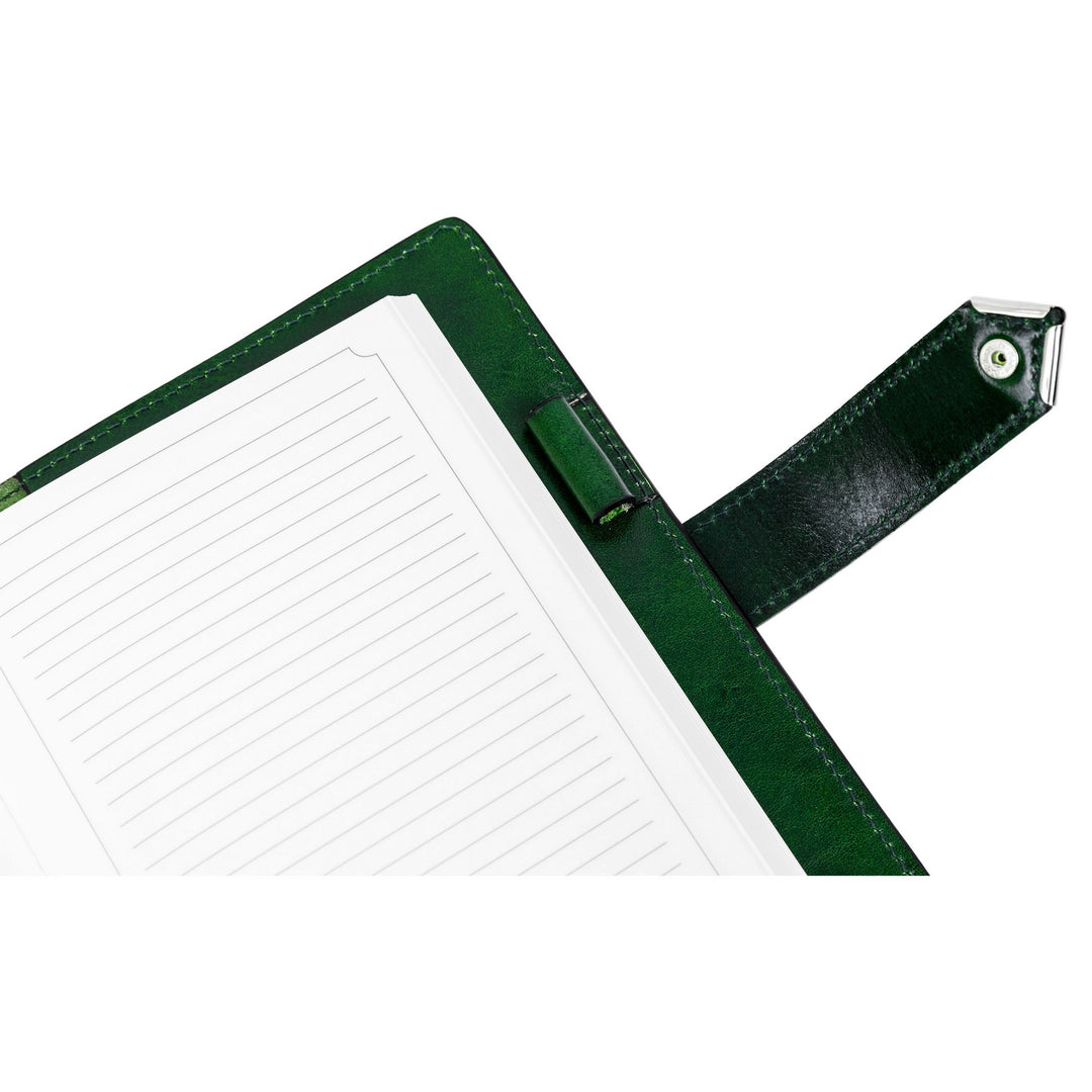 Groene volnerf leren journal met A5 notitieblok - In search of lost time