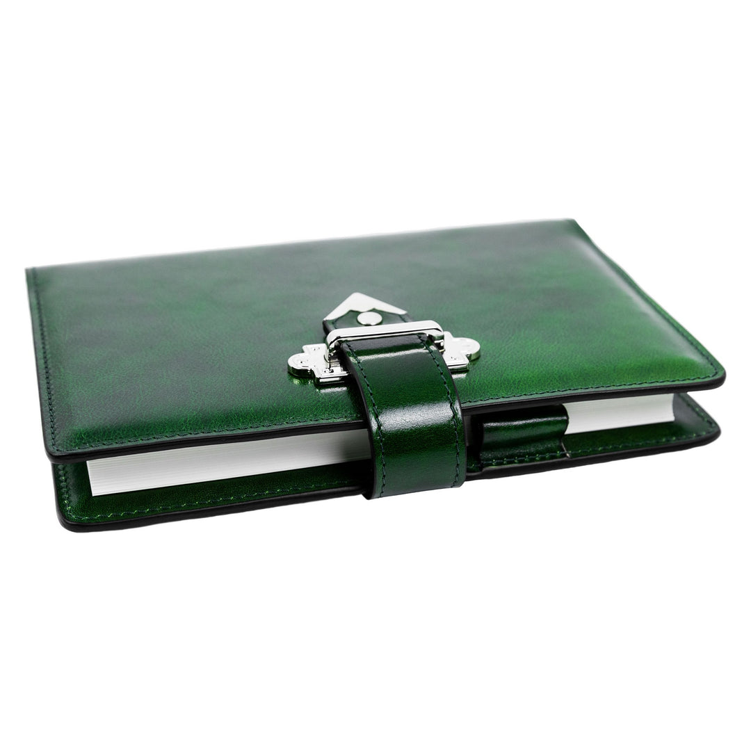 Groene volnerf leren journal met A5 notitieblok - In search of lost time