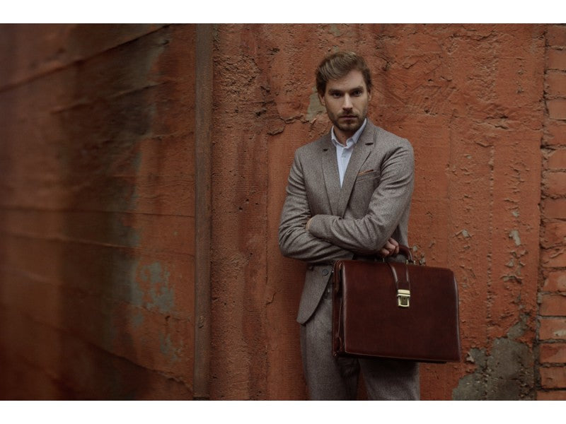 Bruine groote leren briefcase - The Firm