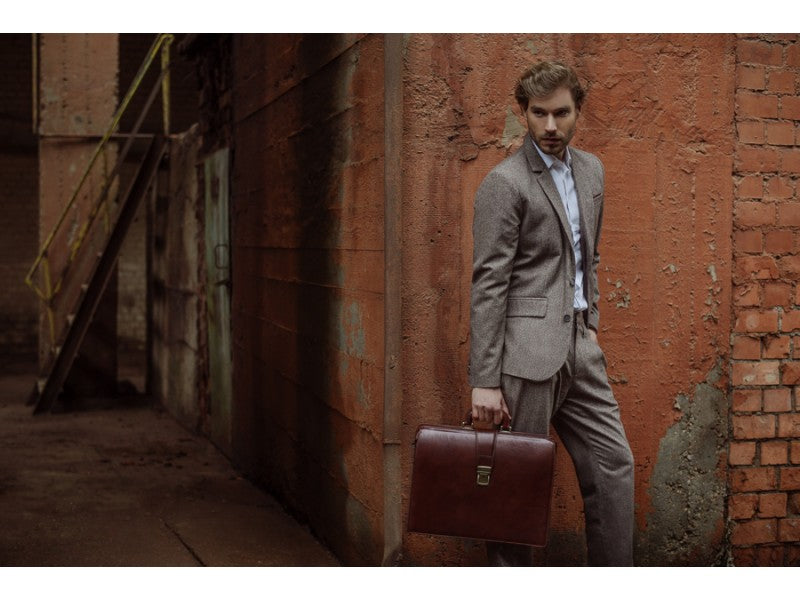 Bruine groote leren briefcase - The Firm
