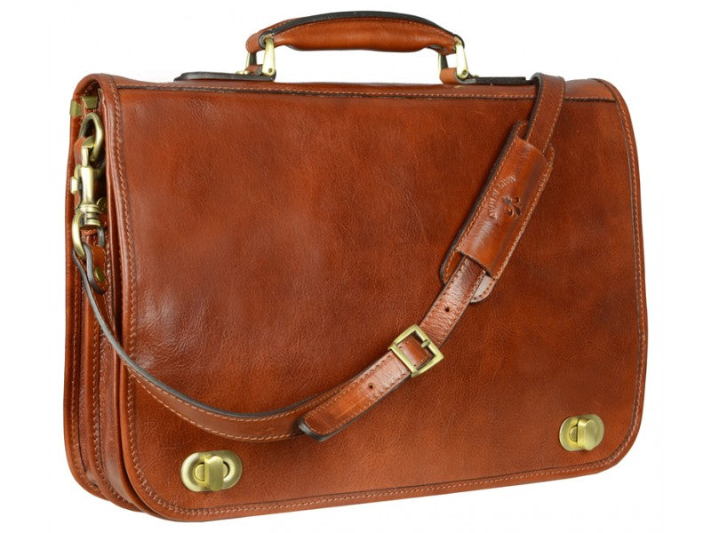 Oranje Leren Briefcase Aktetas - ILLUSIONS