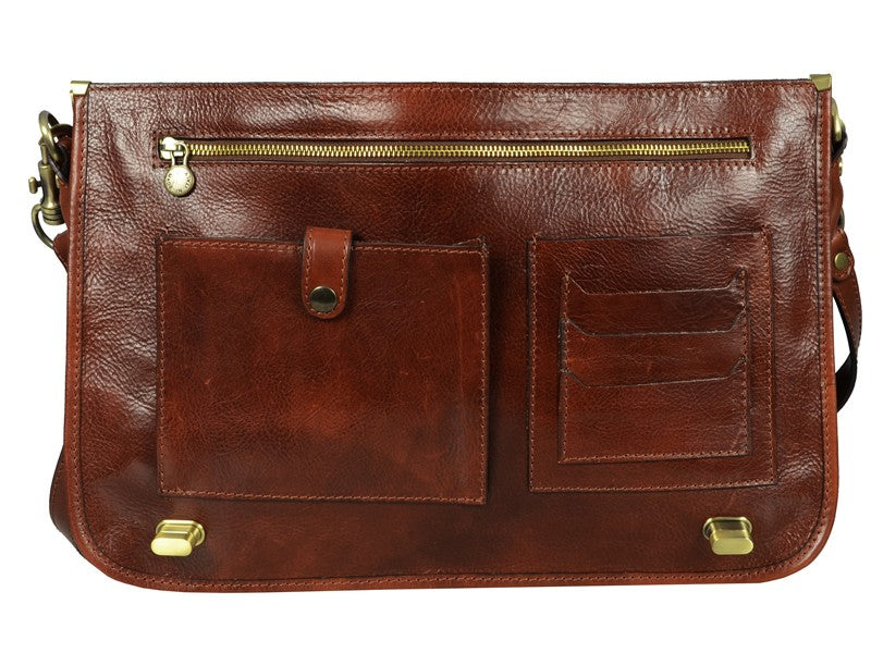 Bruin Leren Briefcase Aktetas - ILLUSIONS
