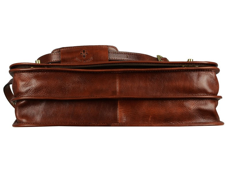 Bruin Leren Briefcase Aktetas - ILLUSIONS