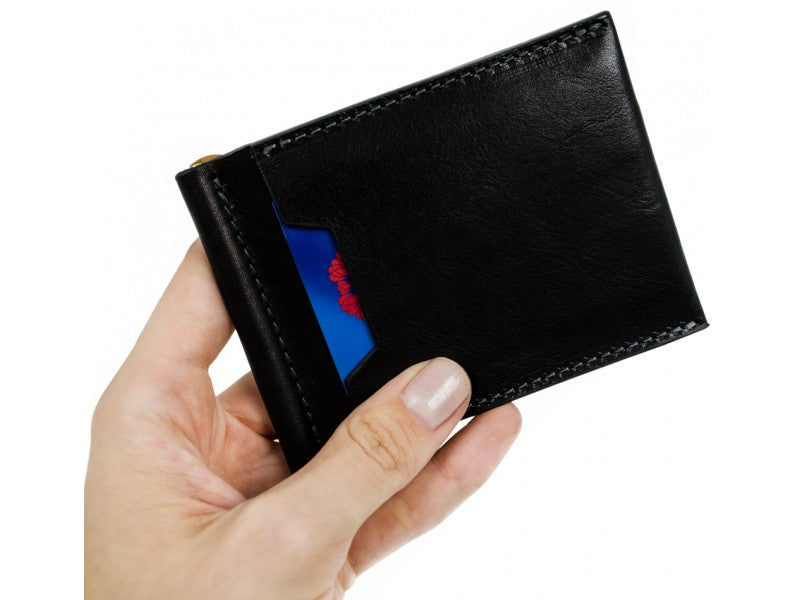 Zwarte Leren Portemonnee Met Geldclip - TOM JONES