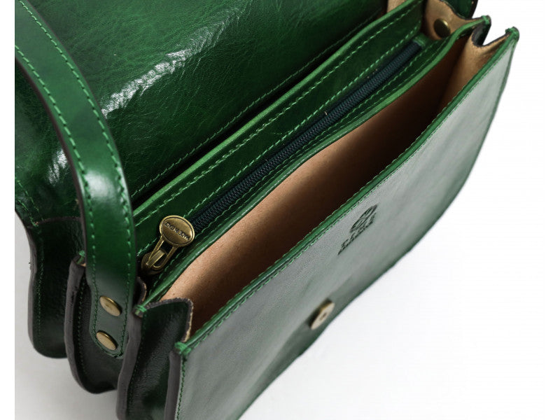 Groen Leren Cross Body Tas - MOONFLEET