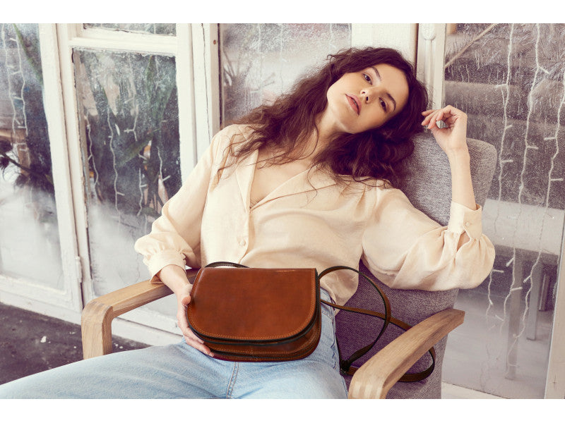 Bruine Leren Cross Body Tas - MOONFLEET