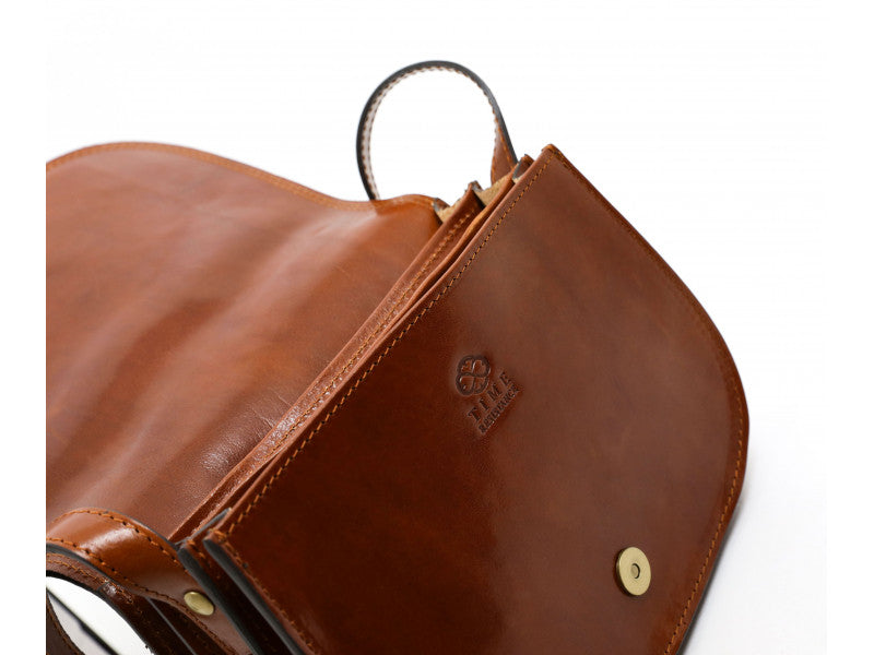 Bruine Leren Cross Body Tas - MOONFLEET