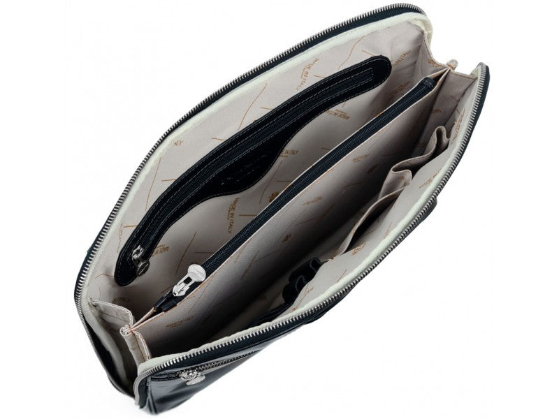 Zwart Lederen Aktetas, Laptoptas- BRAVE NEW WORLD