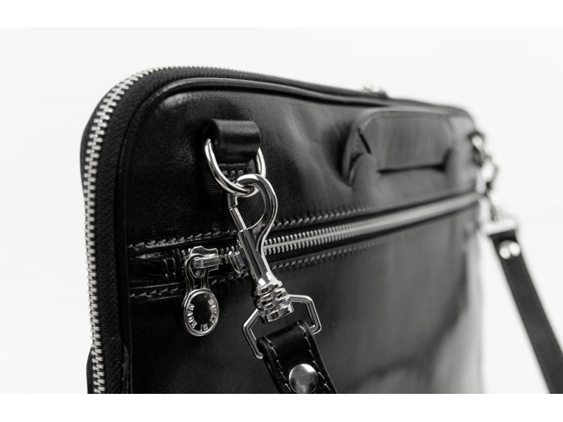 Zwart Lederen Aktetas, Laptoptas- BRAVE NEW WORLD