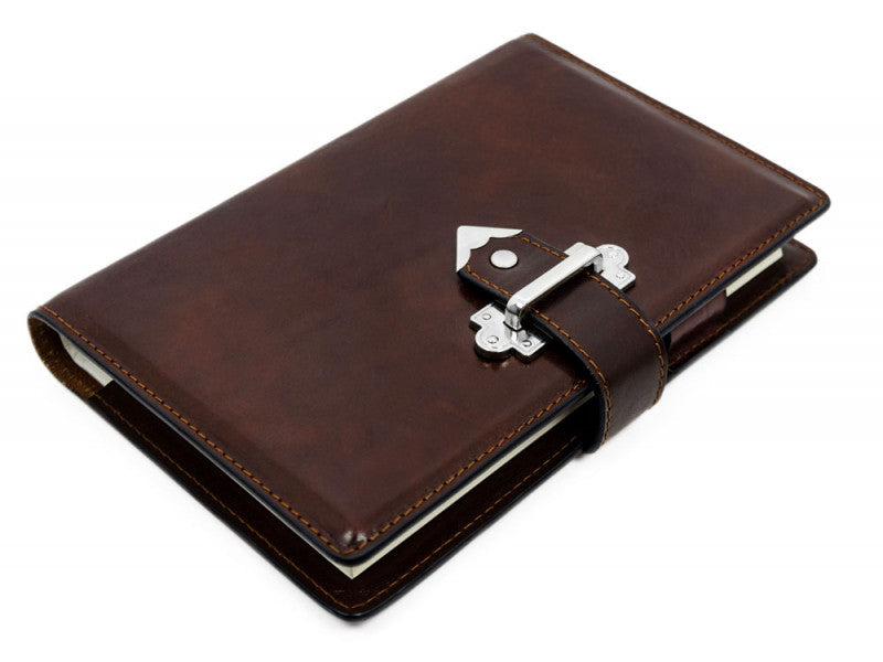 Donkerbruin volnerf leren journal met A5 notitieblok - In search of lost time