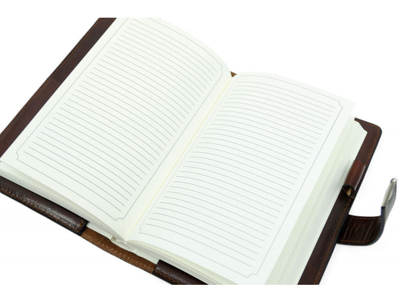 Donkerbruin volnerf leren journal met A5 notitieblok - In search of lost time
