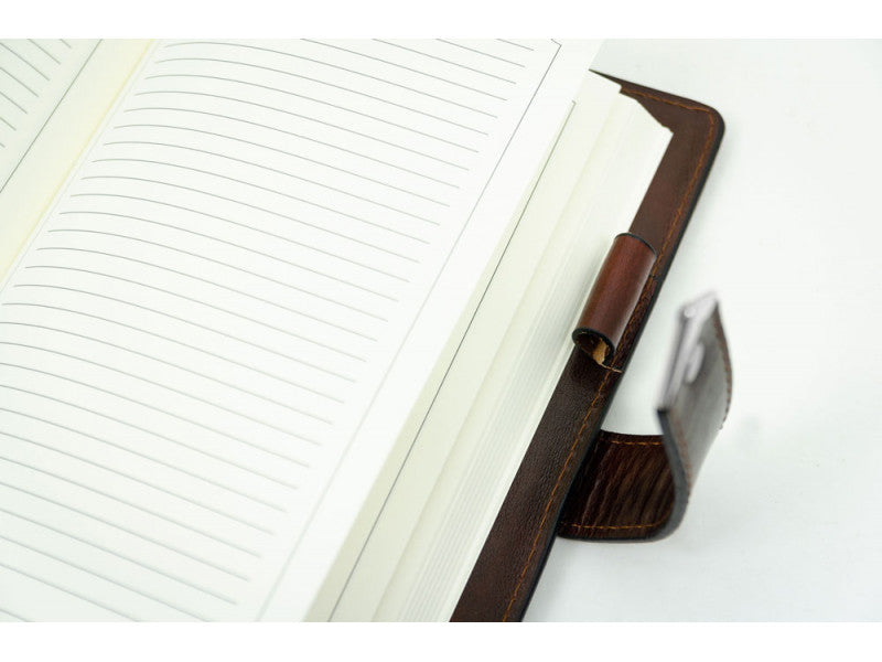Donkerbruin volnerf leren journal met A5 notitieblok - In search of lost time