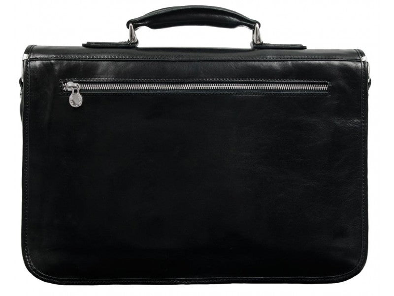 Zwart Leren Briefcase Aktetas - ILLUSIONS
