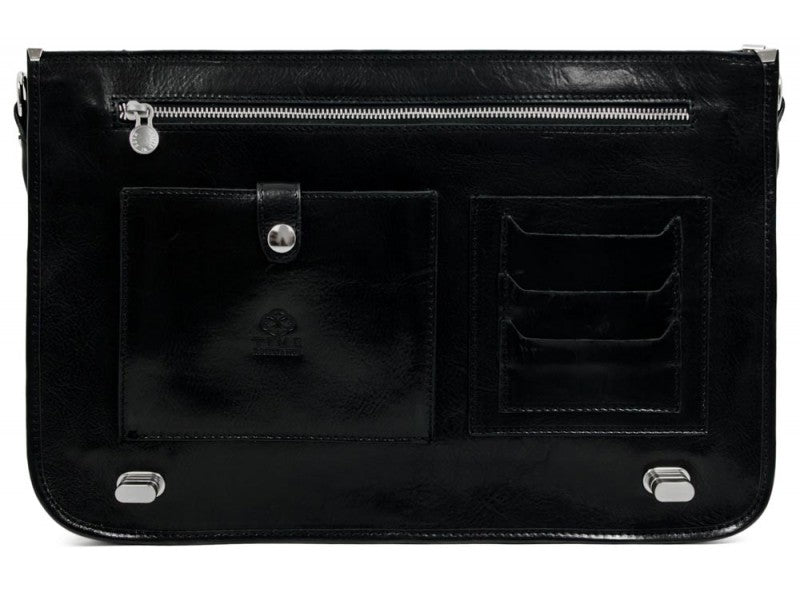 Zwart Leren Briefcase Aktetas - ILLUSIONS