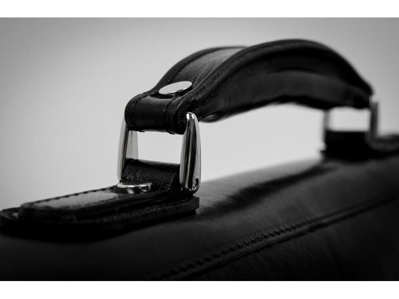 Zwart Leren Briefcase Aktetas - ILLUSIONS