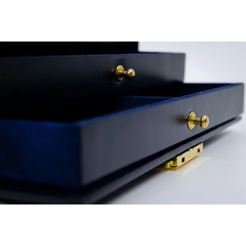 Navy Blue Leren Sieradendoos - Beloved