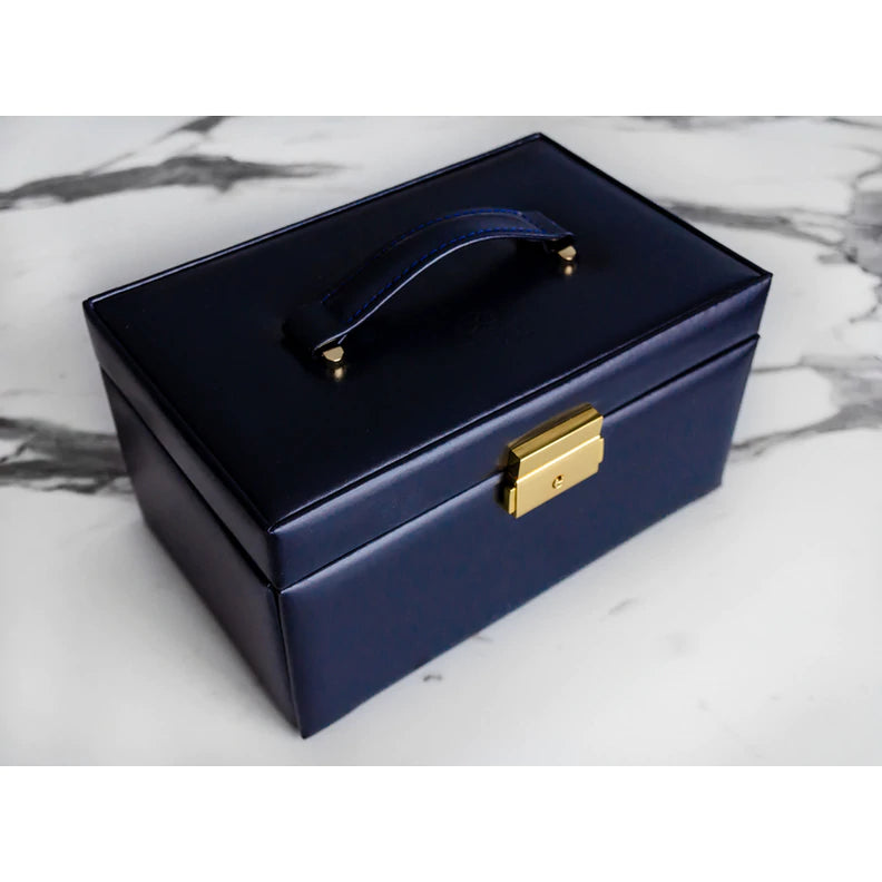 Navy Blue Leren Sieradendoos - Beloved