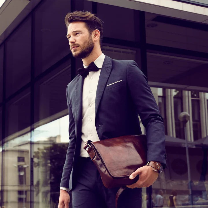 Donker Bruin Leren Messengertas - THE STRANGER