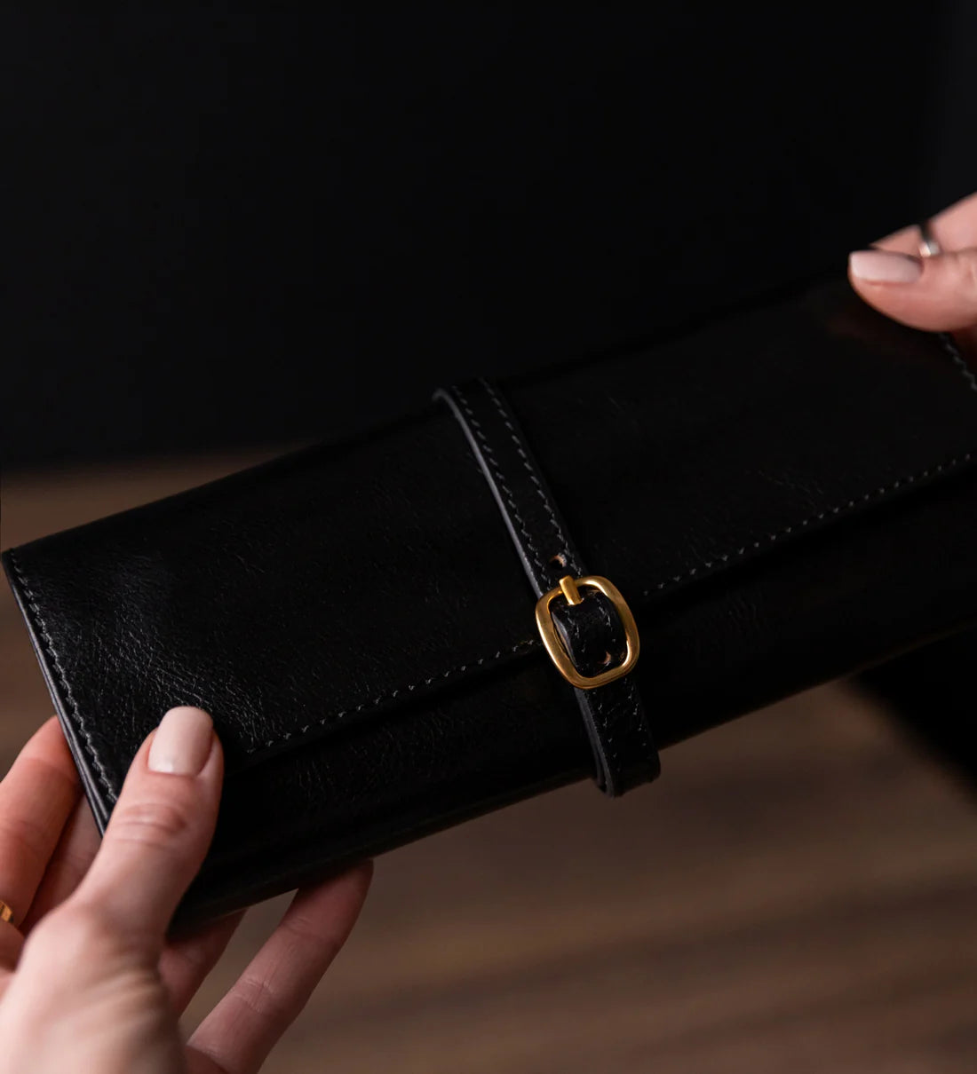 Zwart Leren Make-up Tasje, Siranden Tasje - Madame Bovary