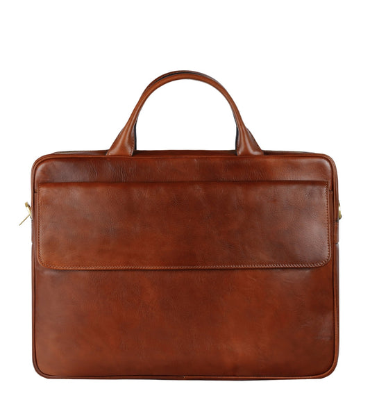 Bruin Leren Aktetas voor Laptop - The Sky
