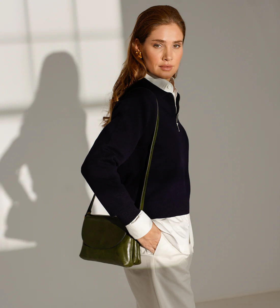Groene Leren Crossbody Tas voor Dames – Sophie