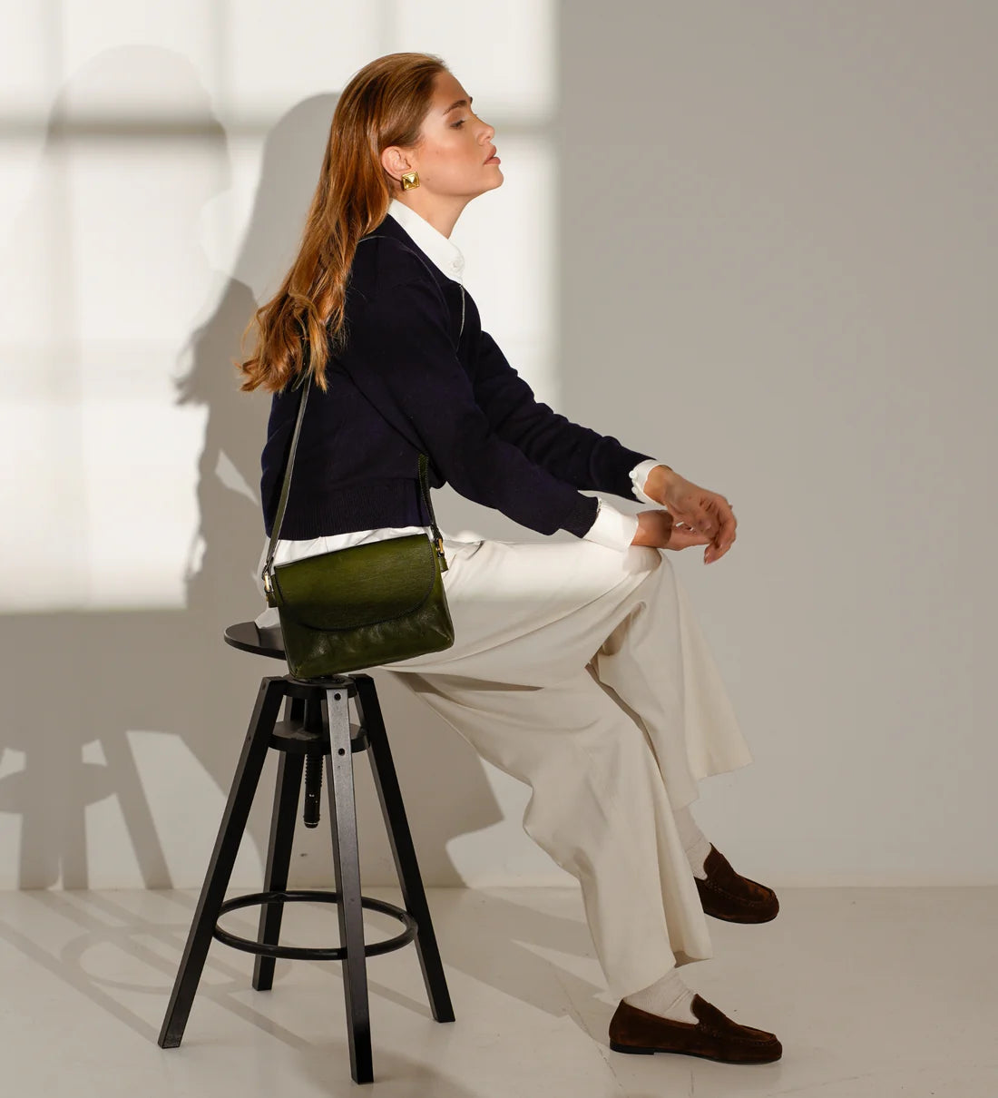 Groene Leren Crossbody Tas voor Dames – Sophie
