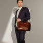 Bruine Leren Briefcase Laptoptas - ORLANDO
