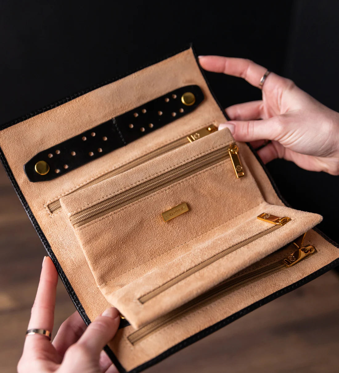 Zwart Leren Make-up Tasje, Siranden Tasje - Madame Bovary