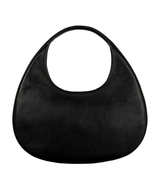 Zwarte Leren Halve Maan Handtas voor Dames – The Moon
