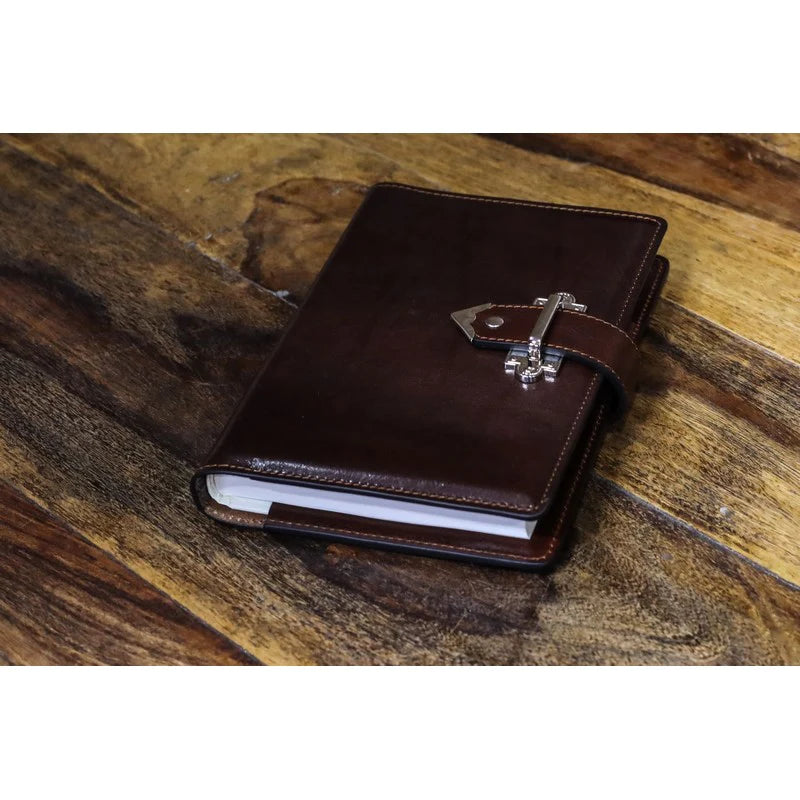 Donkerbruin volnerf leren journal met A5 notitieblok - In search of lost time