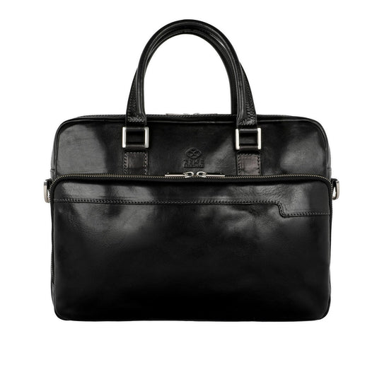 Zwart Leren Briefcase Laptoptas - ORLANDO