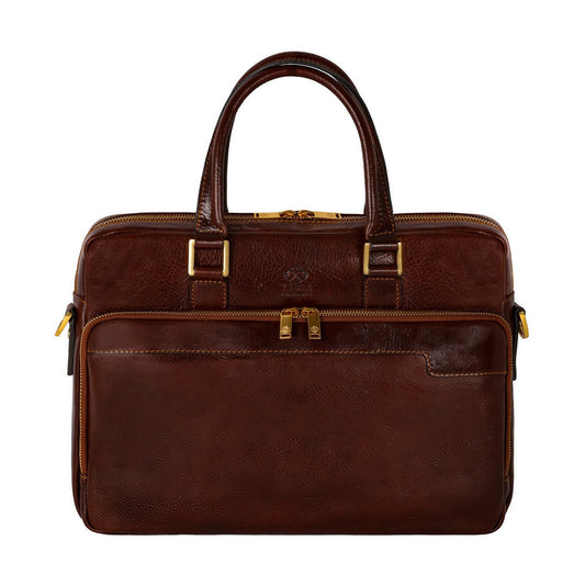 Bruine Leren Briefcase Laptoptas - ORLANDO