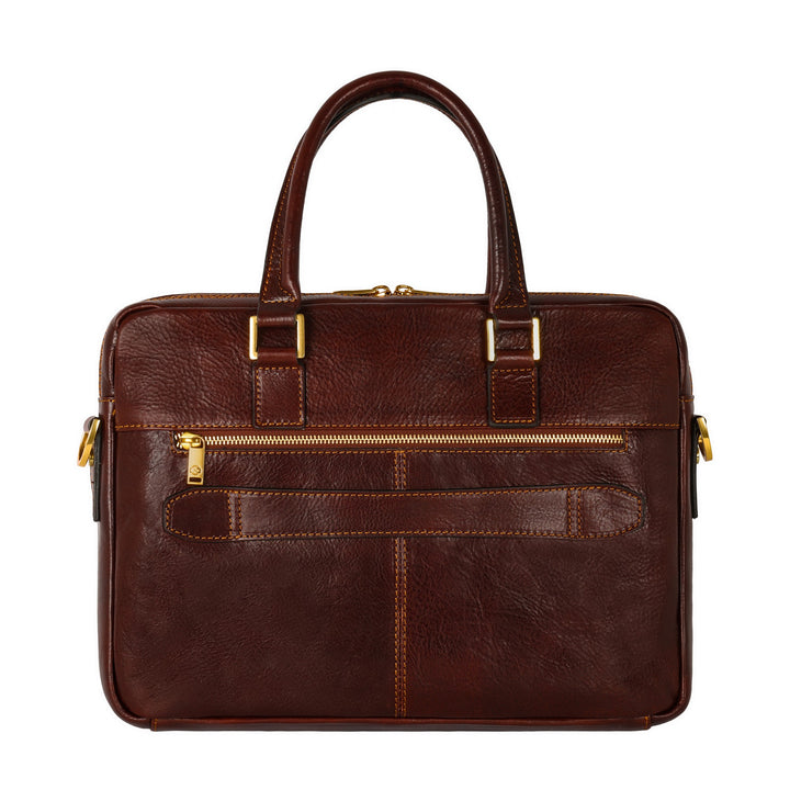 Bruine Leren Briefcase Laptoptas - ORLANDO