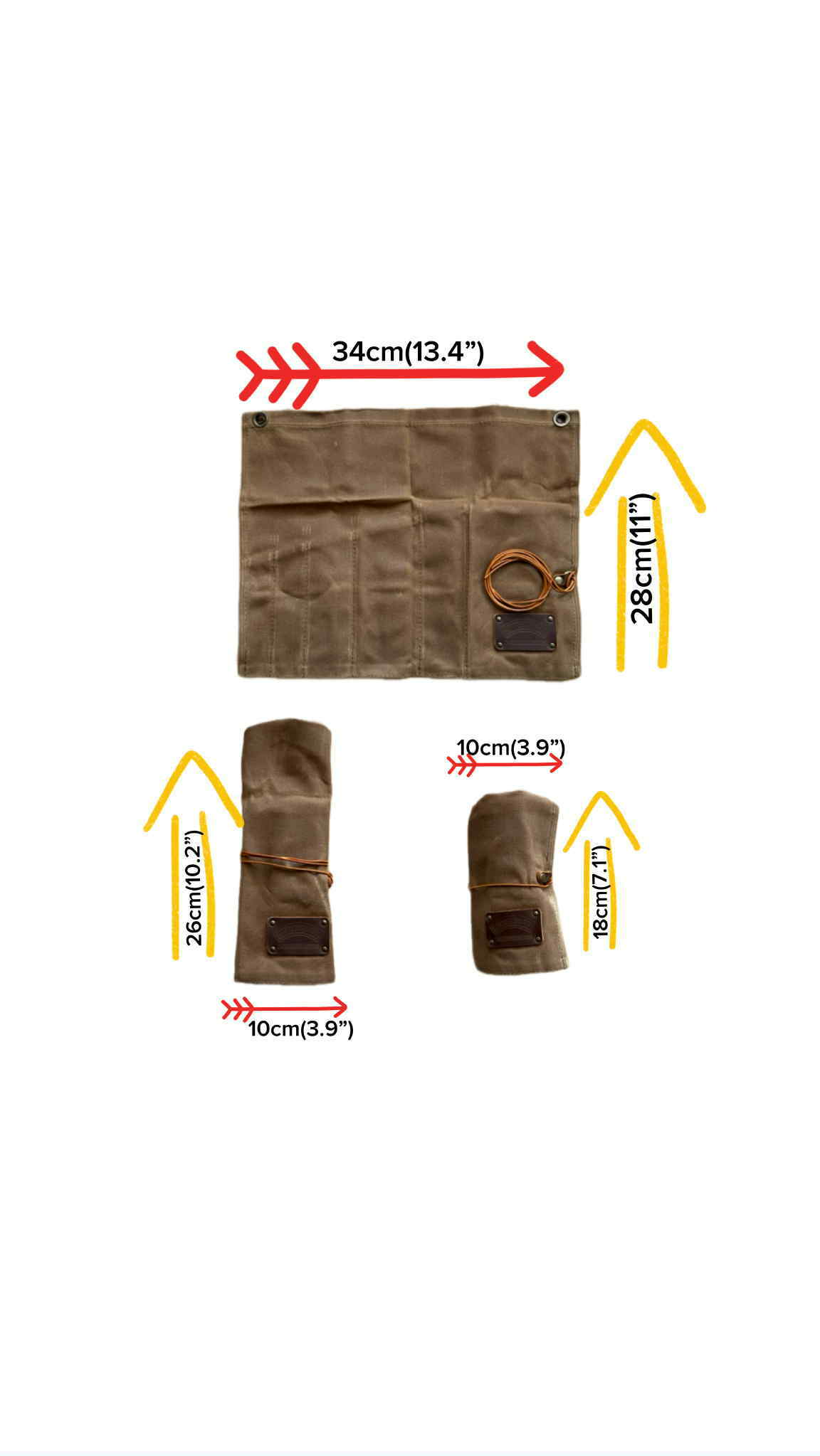 Waterdichte gewaxte canvas gereedschapsrol – duurzame organizer voor kampeer- en outdooruitrusting