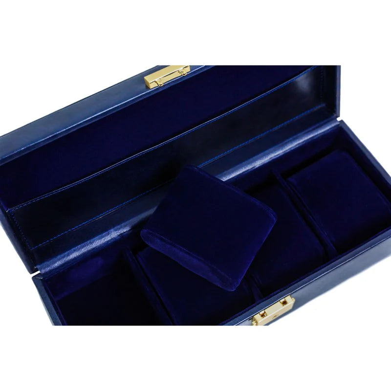 Blauwe Leren Horlogekist, Horloge Organizer - Herzog