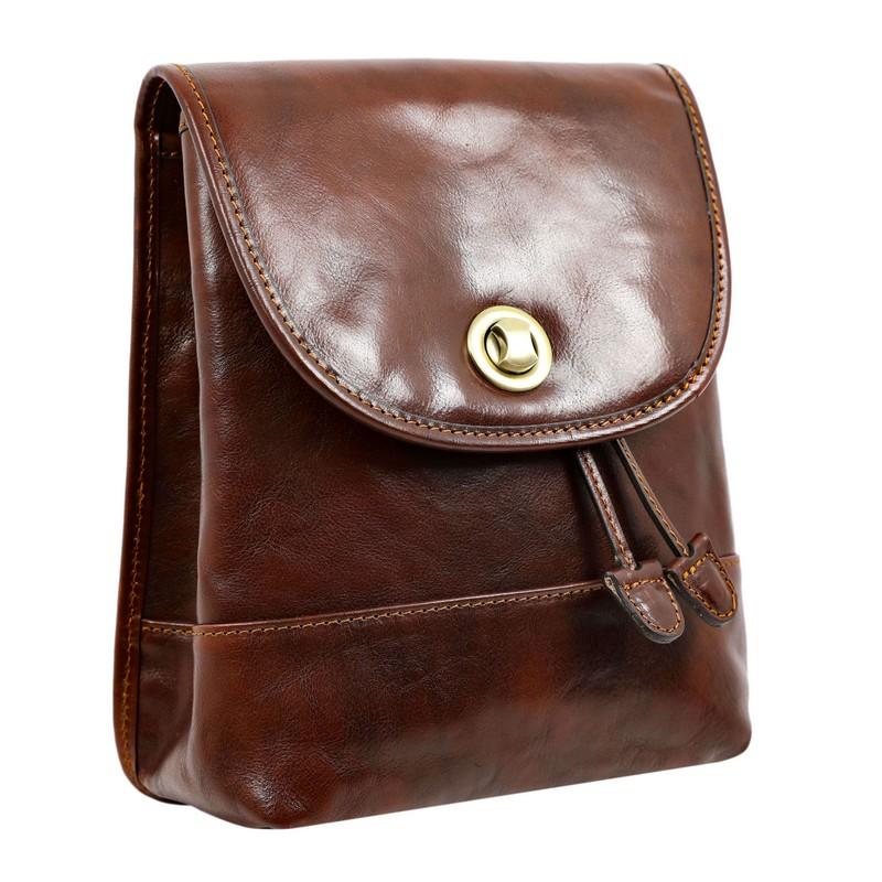 Bruin Volnerf Leren Rugzak, Convertible Schoudertas - The Illiad