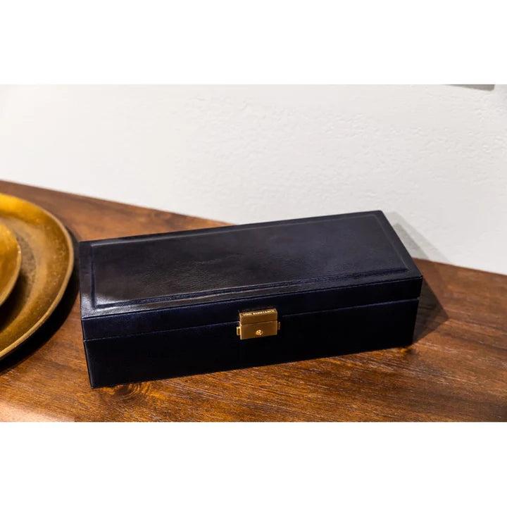 Blauwe Leren Horlogekist, Horloge Organizer - Herzog