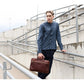 Bruin Lederen Aktetas Laptoptas - BRAVE NEW WORLD