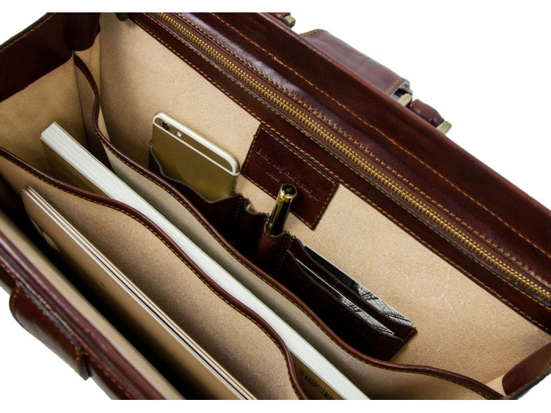 Bruine groote leren briefcase - The Firm